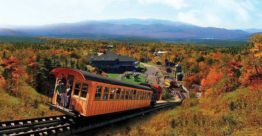 The Mount Washington Cog Railway climbing to the summit