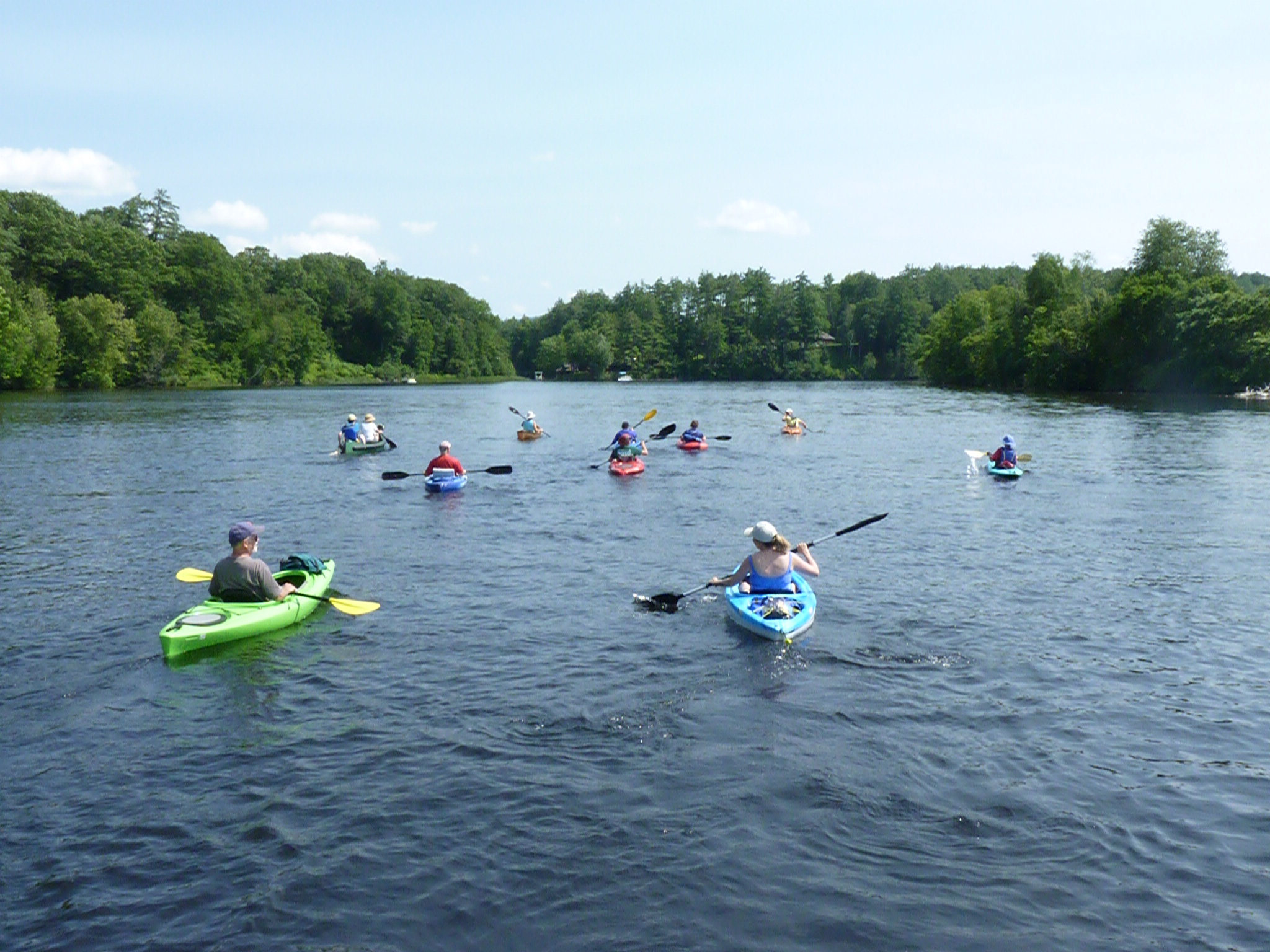 Kayakers paddling on the Connecticut River in New Hampshire