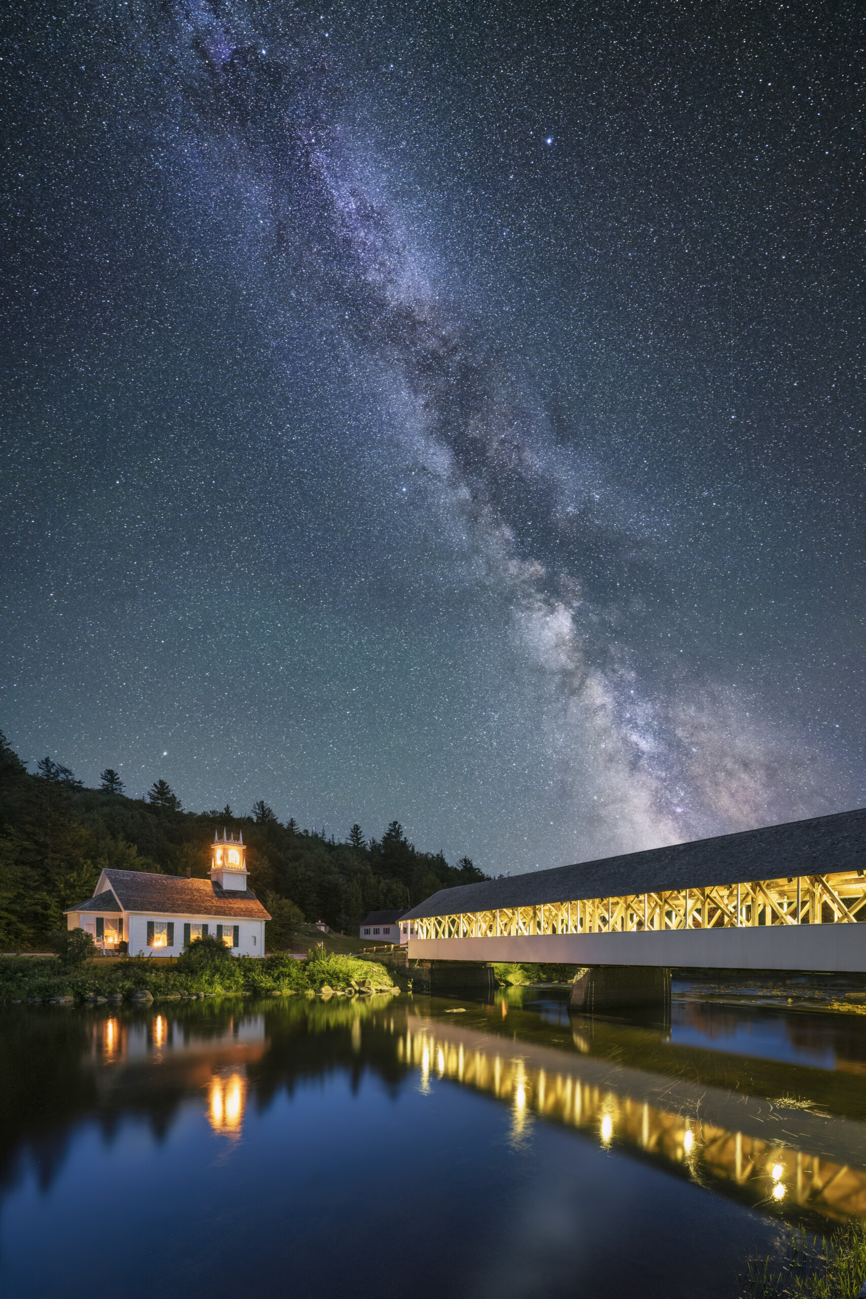 The Milky Way stretching across the night sky over New Hampshire